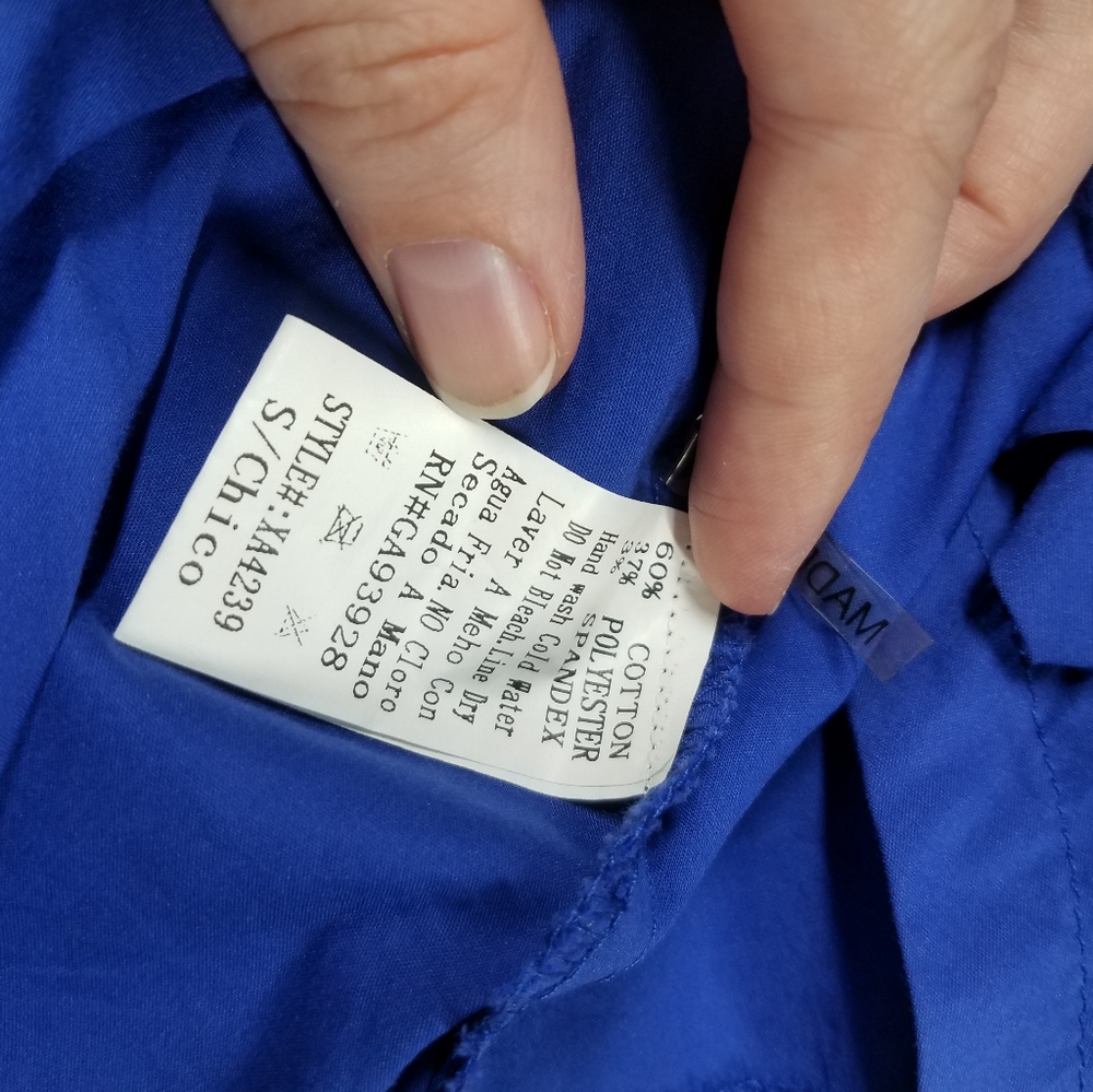 Royal Blue Unique Button Down Blouse - image 3